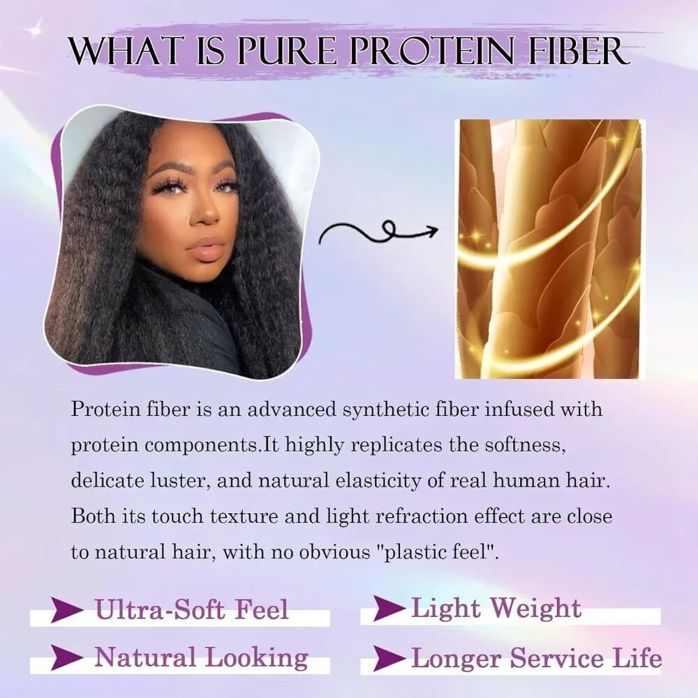 Kinky Straight Clip-In Hair Extensions Protein Fiber 20 Inch Black Women
